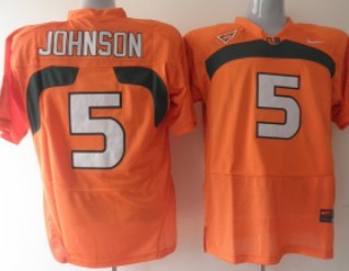 Miami Hurricanes #5 Johnson Orange NCAA Jerseys